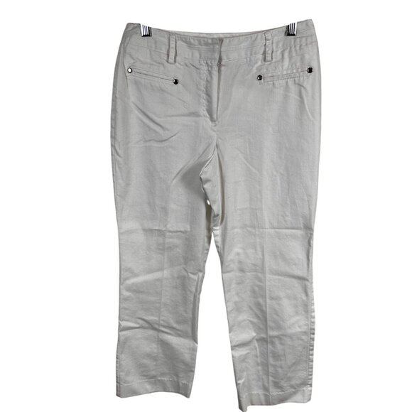 Dressbarn 8P Blend Pants  Button Pockets White 77% Cotton 20% Polyester - Picture 5 of 12